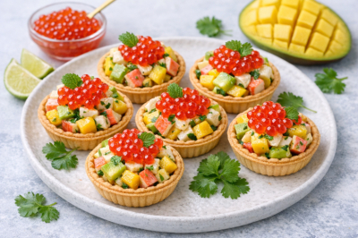Гости будут в восторге: тарталетки с крабовыми палочками и авокадо