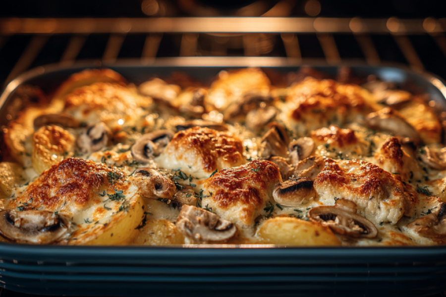 Ужин для занятых &mdash; скидал все на противень, смазал майонезом и в духовку: все гениальное просто