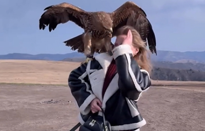 Орел едва не лишил глаза модель на фотосессии
